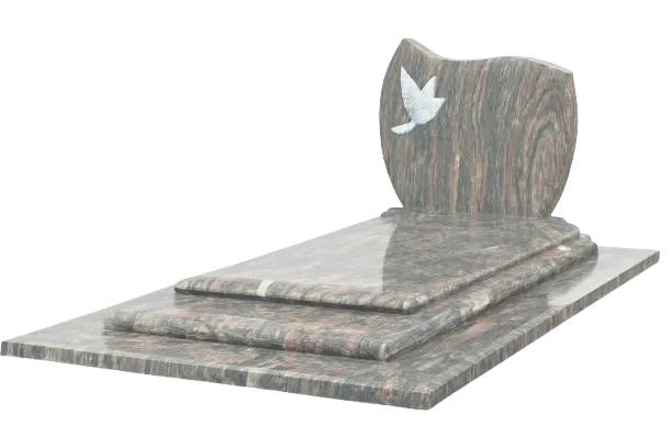 Monument funéraire en granite avec stèle gravée colombe pour tombe d'inhumation