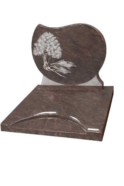 Modèle de monument cinéraire compact en granite veiné avec stèle gravée d'un arbre